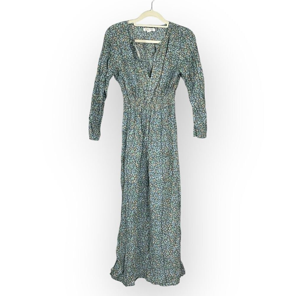 Kerry Cassill Women’s Size 2 Green Multi Floral Long Sleeve Maxi Dress Cottage